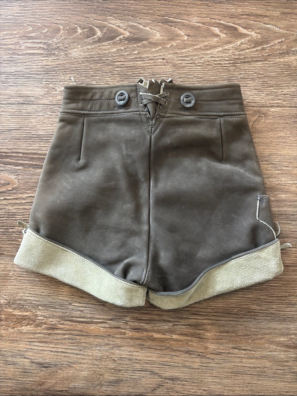 Vintage Toddler Genuine Suede Lederhosen Shorts German Oktoberfest Kids 2T 3T - Picture 2 of 5